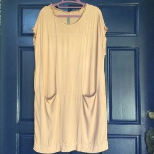 Raquel Allegra Women’s Raw Edge Tunic/Shift Size 1 small Peach Pocket Lagenlook
